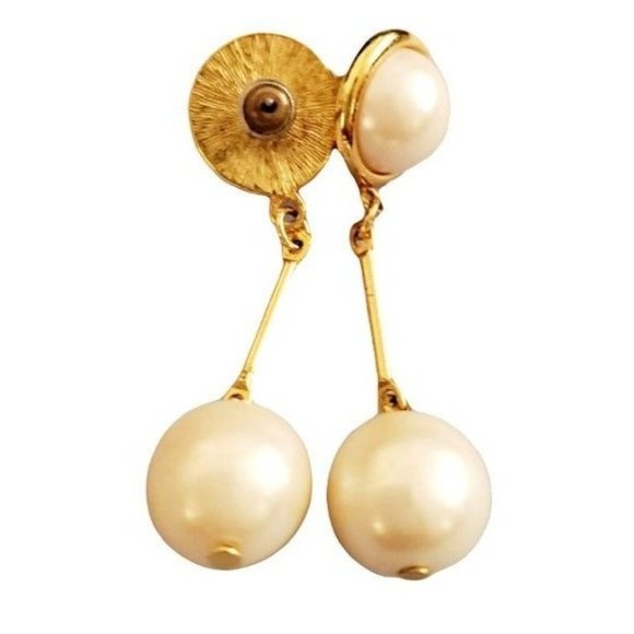 Unbranded Jewelry - Women's Fashion Jewelry Gold-Tone And Pearl Linear Drop Dangle Earrings